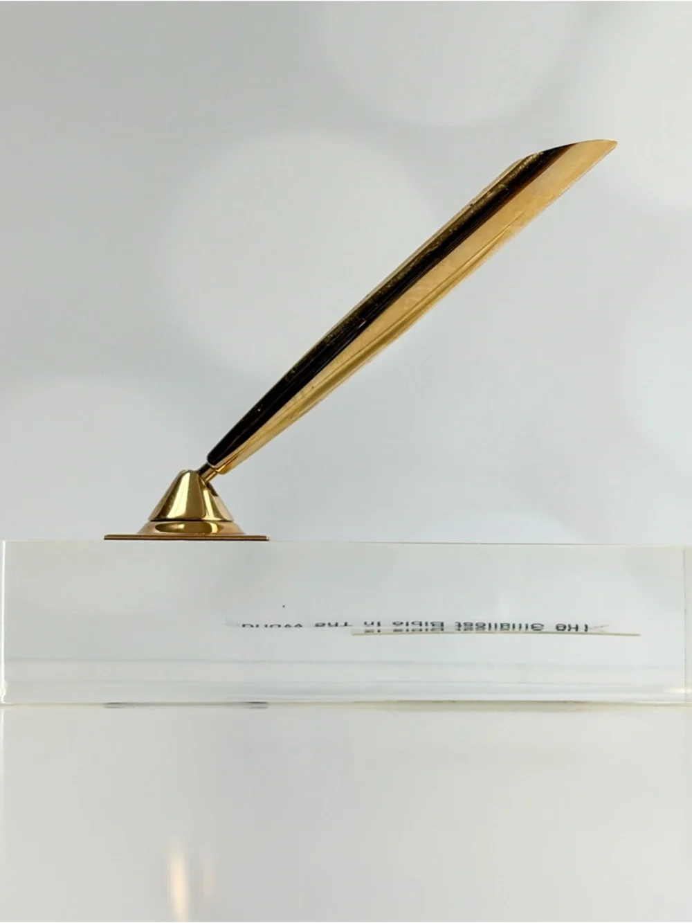 Vintage MicroBible Acrylic Pen Holder – NCR Microform Technology – Rare Desk Dis